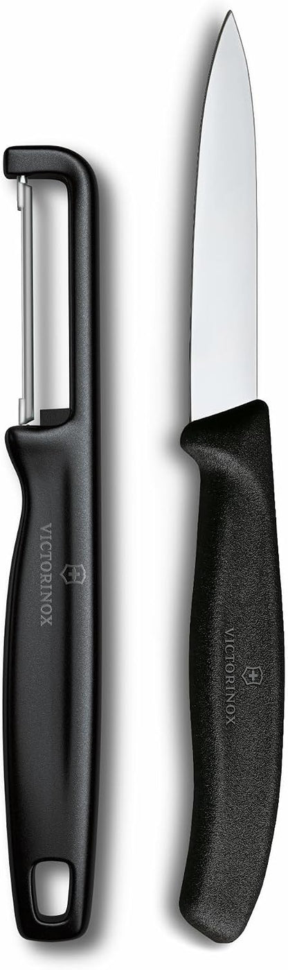 Swiss Classic 2 PC Paring Knife and I-Peeler Set, Black