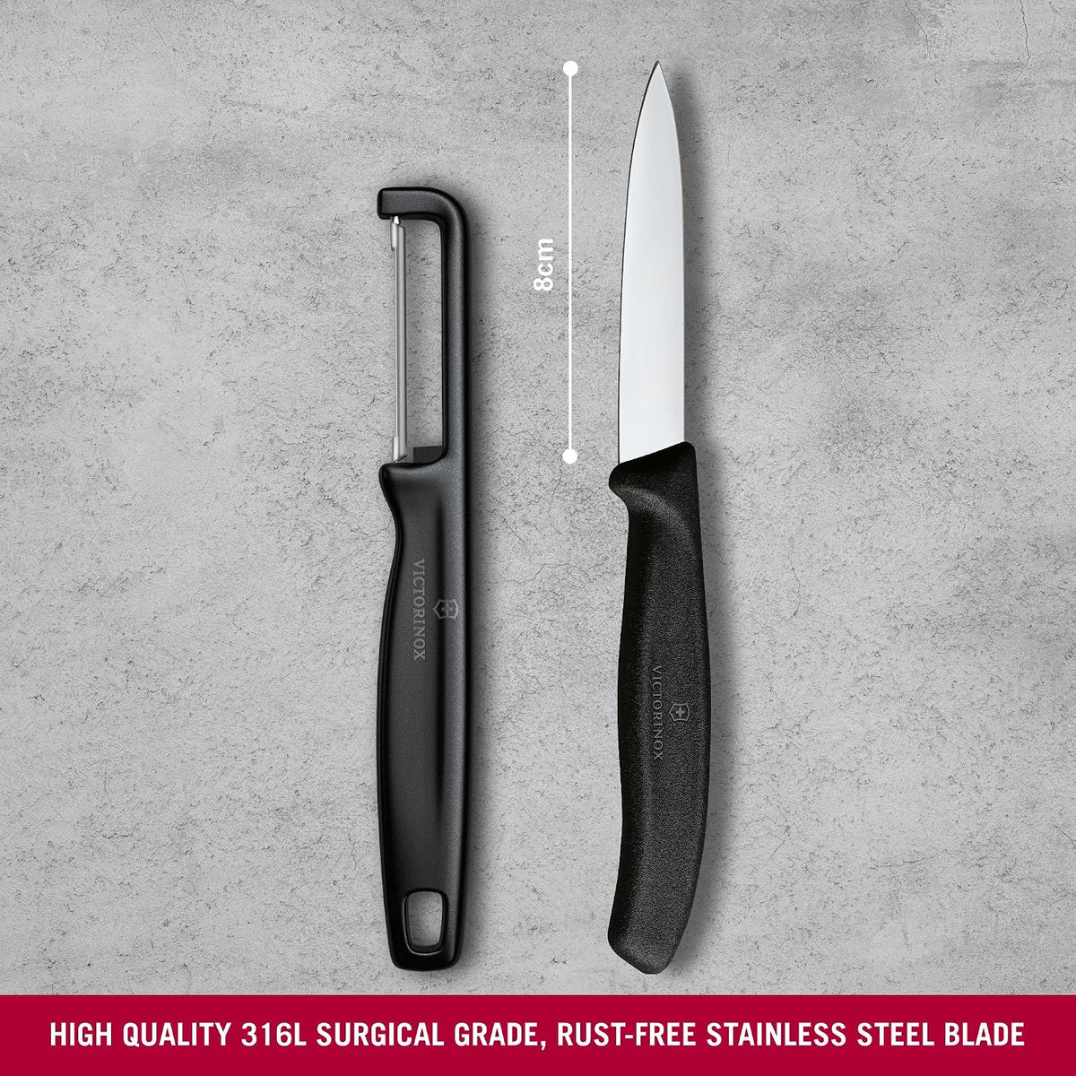 Swiss Classic 2 PC Paring Knife and I-Peeler Set, Black