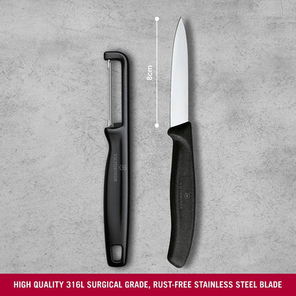 Swiss Classic 2 PC Paring Knife and I-Peeler Set, Black