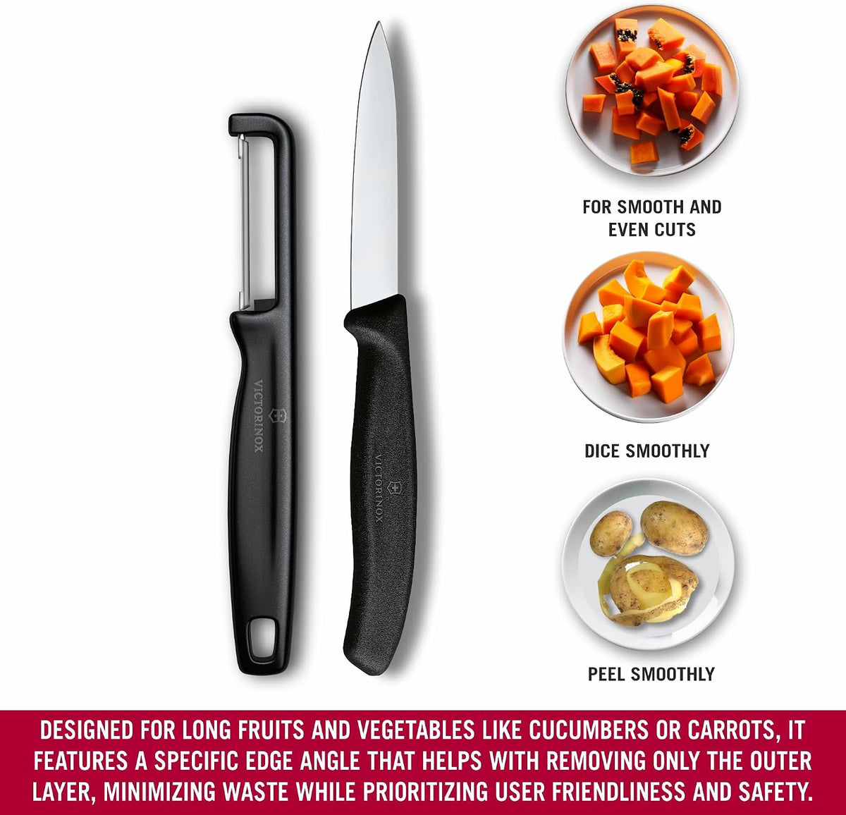 Swiss Classic 2 PC Paring Knife and I-Peeler Set, Black