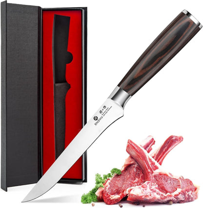 Brisket Knife 12 Inch, Japanese High Carbon Stainless Steel | Ultra Sharp Carving Slicing Knife for BBQ Brisket Turkey Ham Ribs Smoked Meat and Beef, Ergonomic Pakkawood Handle, Gift Box