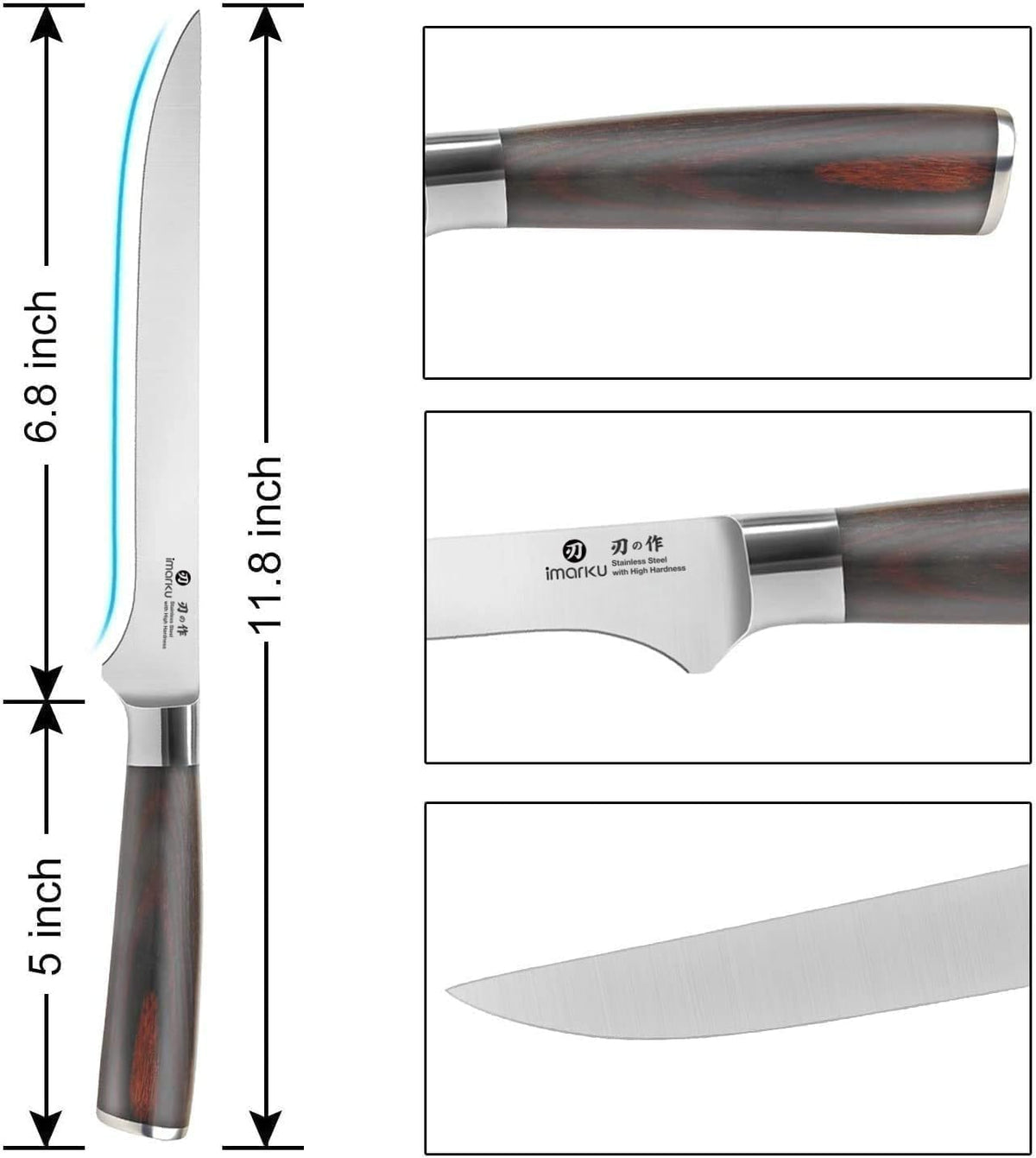 Brisket Knife 12 Inch, Japanese High Carbon Stainless Steel | Ultra Sharp Carving Slicing Knife for BBQ Brisket Turkey Ham Ribs Smoked Meat and Beef, Ergonomic Pakkawood Handle, Gift Box