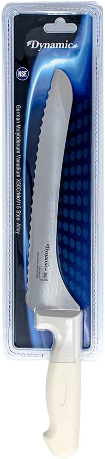 Dynamic Pro-Grip, Santoprene, Softgrip, 9" Bread, Offset Knife, White, large