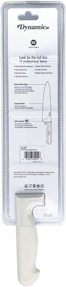 Dynamic Pro-Grip, Santoprene, Softgrip, 9" Bread, Offset Knife, White, large