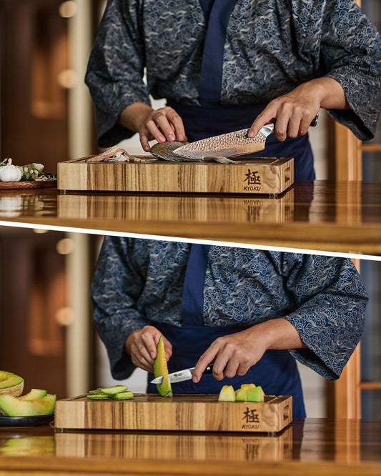 Knife Set, Shogun Series 2pc Japanese Style Kitchen Knife Set, 8" Chef 3.6" Paring Knife with Sheath Gift Box, Professional Sharp Damascus Stainless Steel Knives for Meat Vegetable Fruit