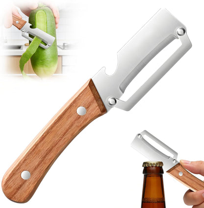 Vegetable Peeler for Kitchen, Stainless Steel Blade with Wooden Handle