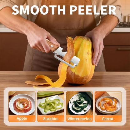 Vegetable Peeler for Kitchen, Stainless Steel Blade with Wooden Handle