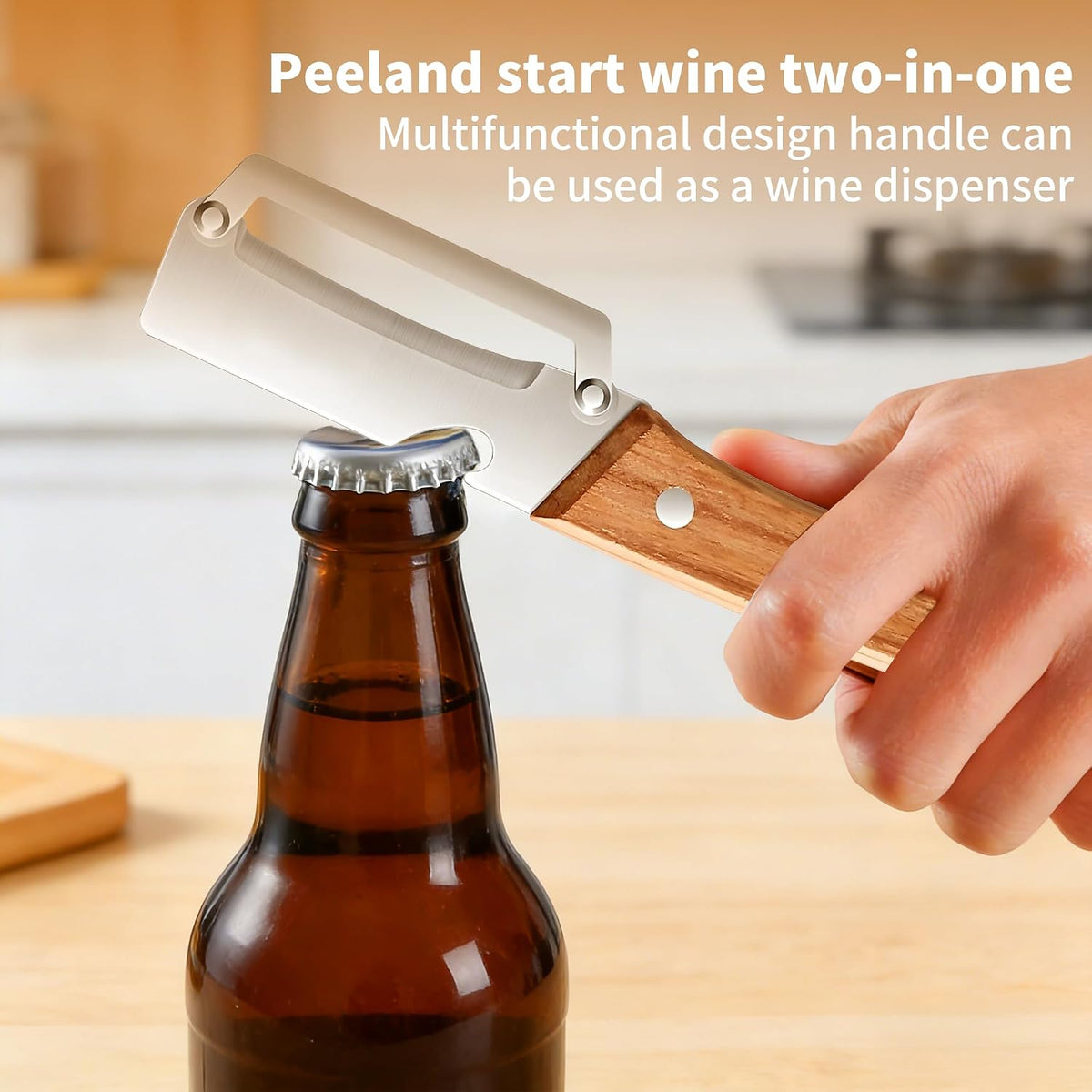 Vegetable Peeler for Kitchen, Stainless Steel Blade with Wooden Handle