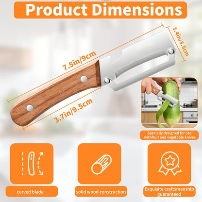 Vegetable Peeler for Kitchen, Stainless Steel Blade with Wooden Handle