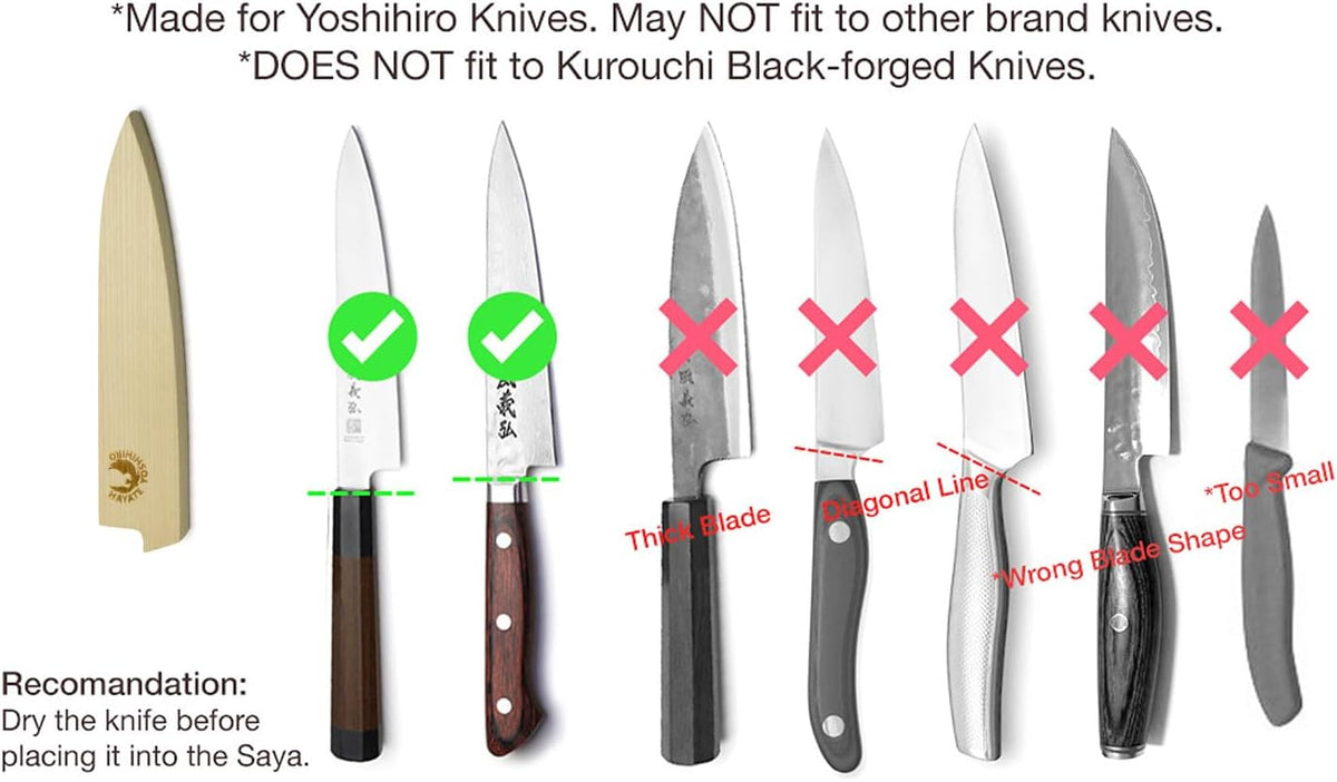Yoshihiro Natural Magnolia Wood Saya Cover Blade Protector for Petty 135mm
