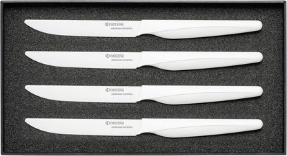 4-piece Ceramic Steak Knife Set, 4.5" White