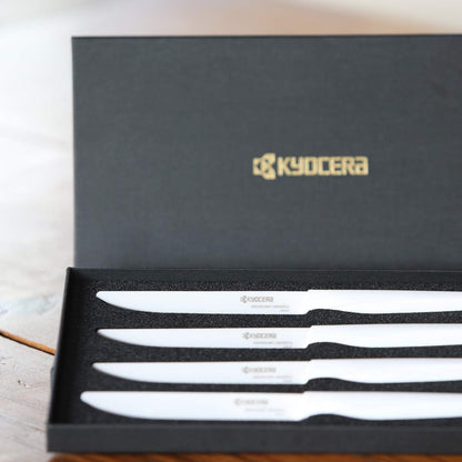 4-piece Ceramic Steak Knife Set, 4.5" White