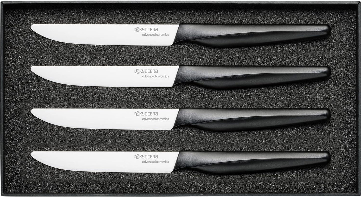 4-piece Ceramic Steak Knife Set, 4.5" White