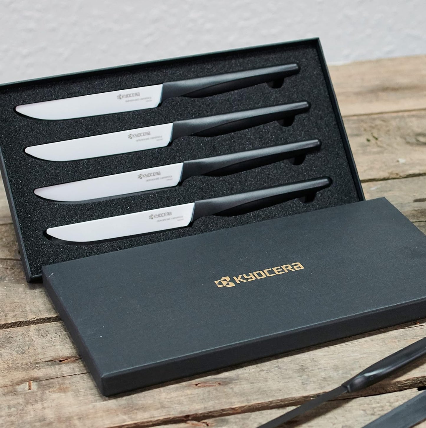 4-piece Ceramic Steak Knife Set, 4.5" White