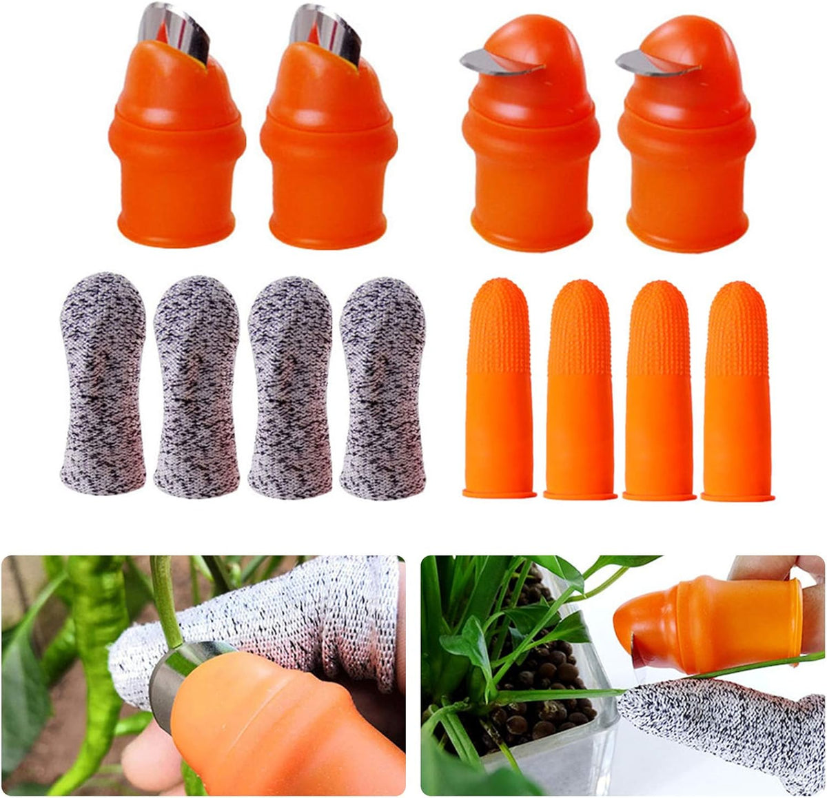 12 Pcs Gardening Silicone Thumb Knife Harvesting Tool, Separator Finger Plant Fruit Picking Knife Garden Tool (S)