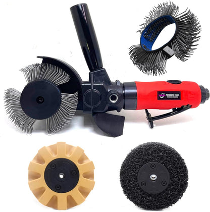Pneumatic Surface Removal Tool For Remove Adhesive-Backed Decals Pinstripe | Remove Derusting ,Remove Glue ,Rust, Paint, Removal Tool With Eraser and Wire Wheels Kit