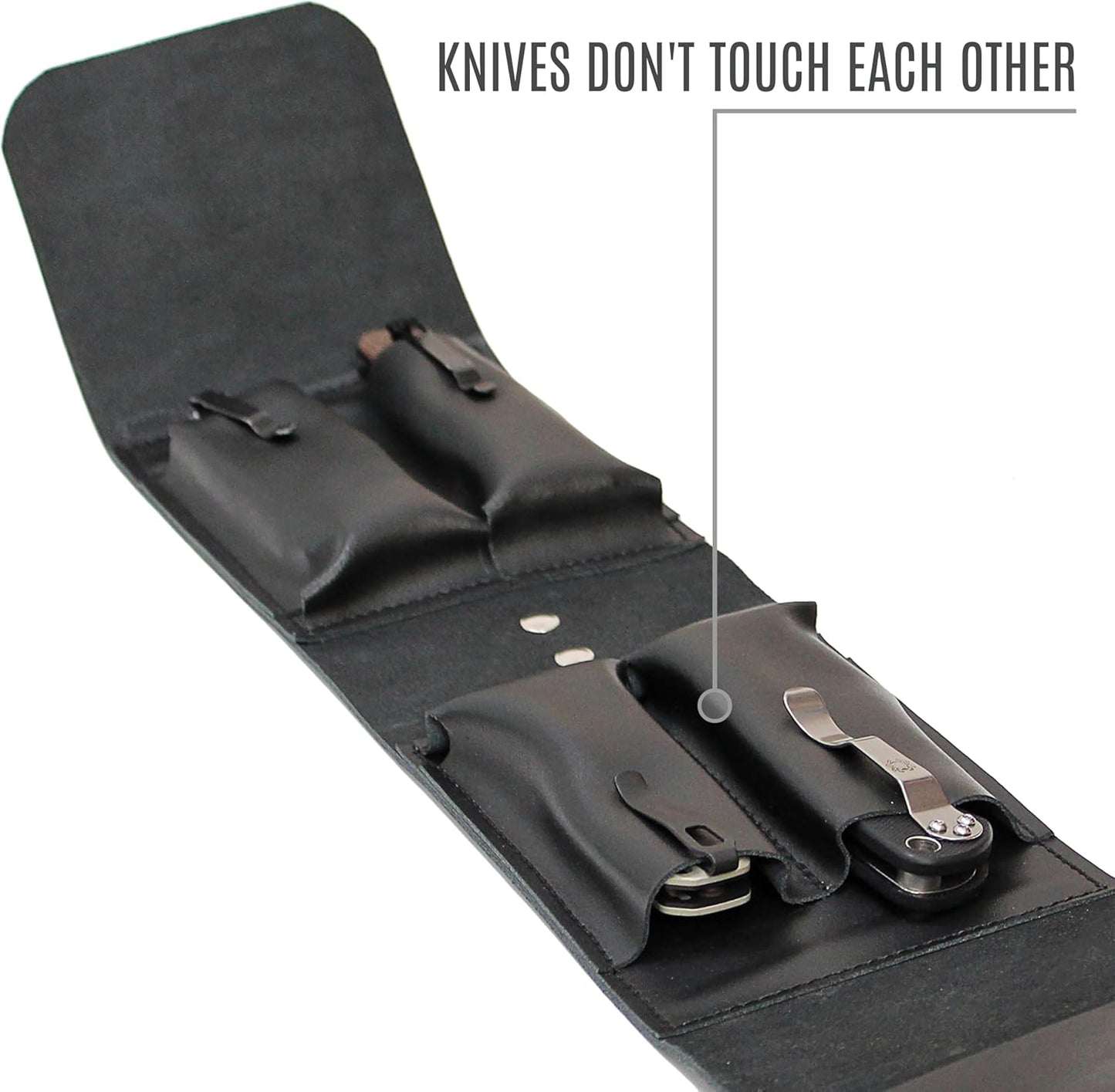 Leather Folding Knife Display Case Organizer for 4 Pocket Knives Case, Folding Knives Storage Holder, Knives Collection Pouch Bag VB4BL