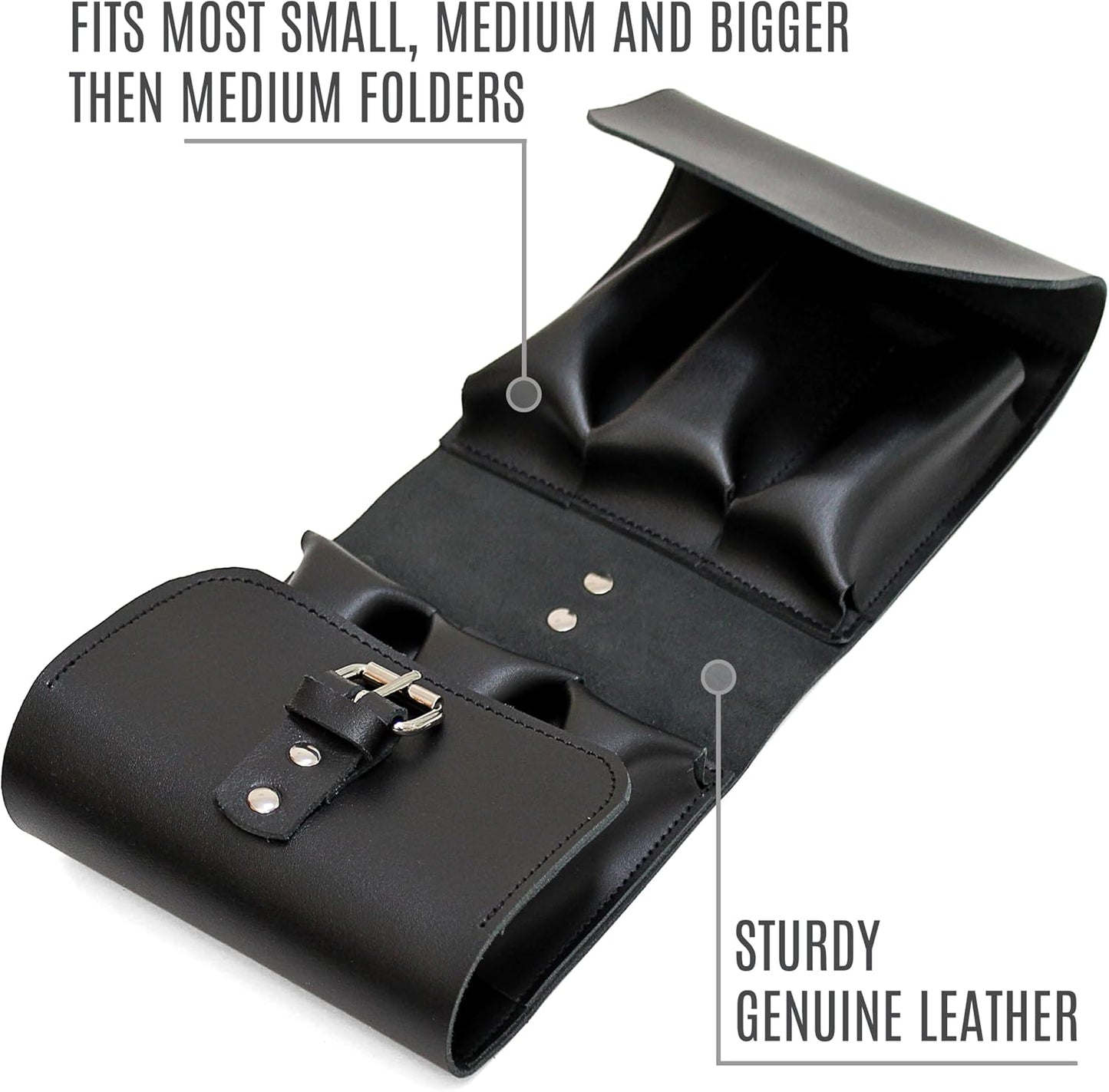 Leather Folding Knife Display Case Organizer for 4 Pocket Knives Case, Folding Knives Storage Holder, Knives Collection Pouch Bag VB4BL