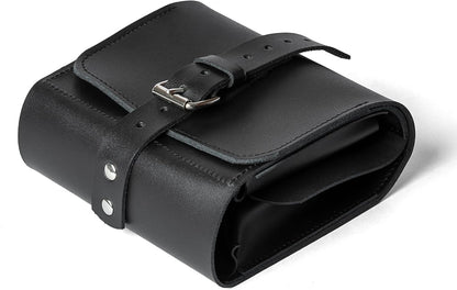 Leather Folding Knife Display Case Organizer for 4 Pocket Knives Case, Folding Knives Storage Holder, Knives Collection Pouch Bag VB4BL