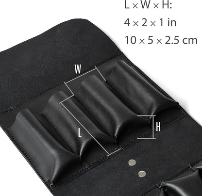 Leather Folding Knife Display Case Organizer for 4 Pocket Knives Case, Folding Knives Storage Holder, Knives Collection Pouch Bag VB4BL