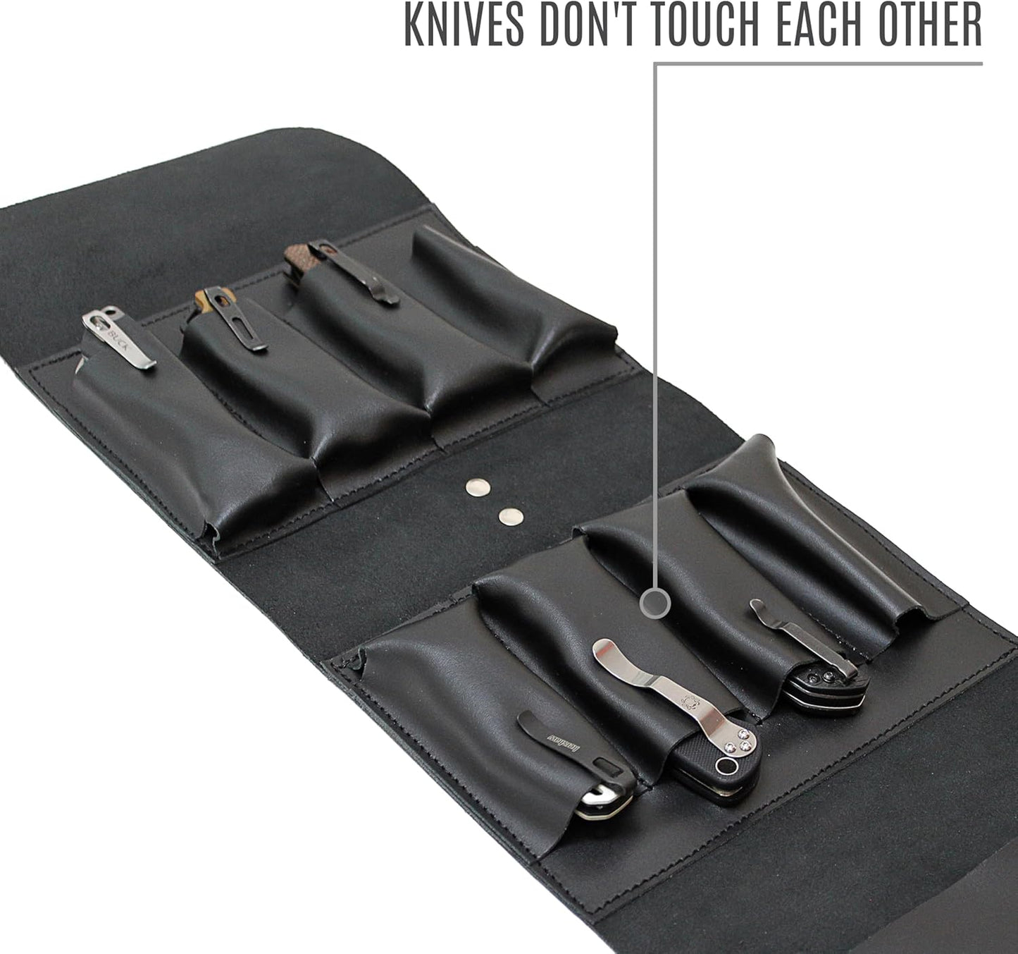 Leather Folding Knife Display Case Organizer for 4 Pocket Knives Case, Folding Knives Storage Holder, Knives Collection Pouch Bag VB4BL