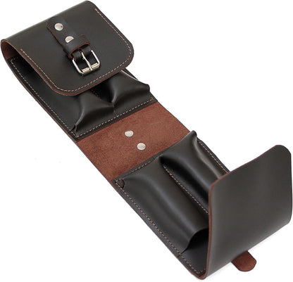 Leather Folding Knife Display Case Organizer for 4 Pocket Knives Case, Folding Knives Storage Holder, Knives Collection Pouch Bag VB4BL