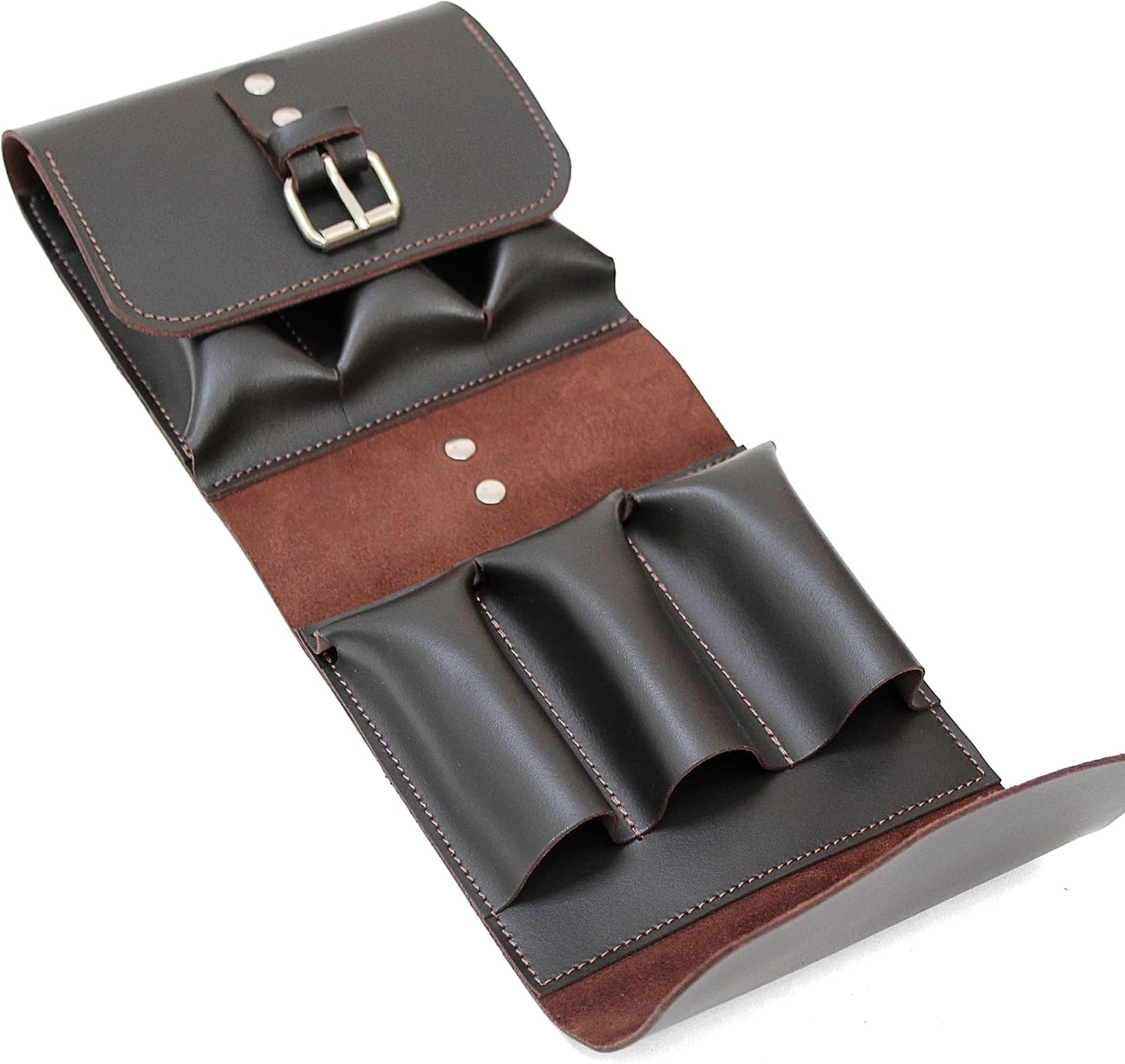 Leather Folding Knife Display Case Organizer for 4 Pocket Knives Case, Folding Knives Storage Holder, Knives Collection Pouch Bag VB4BL