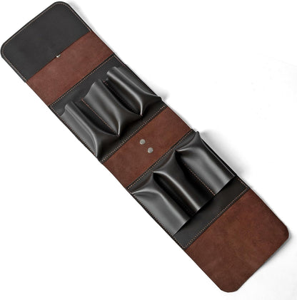 Leather Folding Knife Display Case Organizer for 4 Pocket Knives Case, Folding Knives Storage Holder, Knives Collection Pouch Bag VB4BL