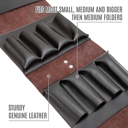 Leather Folding Knife Display Case Organizer for 4 Pocket Knives Case, Folding Knives Storage Holder, Knives Collection Pouch Bag VB4BL