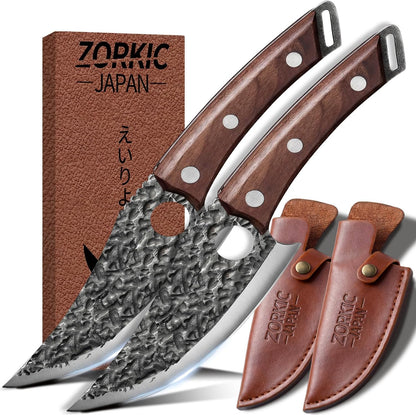 Viking Knife, Butcher Knife Hand Forged Boning Knives, Japanese Paring knives Kitchen Chopping for Meat Cutting Chefs Cleaver Camping Cooking, BBQ, Gifts for Men