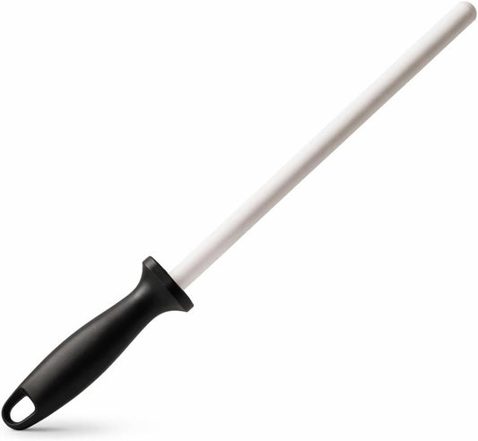 10-in Ceramic Honing Rod, 1200 Grit Knife Sharpener Rod for Kitchen Knives | 10-Inch, Fine 1200 Grit, Daily Maintenance and Polishing, Non-Slip Handle, Razor Sharp Blades