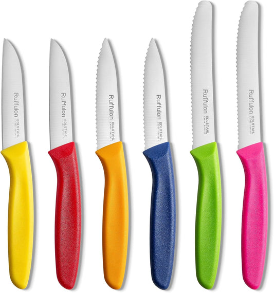 Vegetable and fruit knife set of six,Ultra Sharp Stainless Steel Paring Knife with Ergonomic PP plastic handle, sharp, super sharp kitchen knife set.