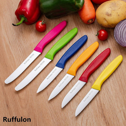 Vegetable and fruit knife set of six,Ultra Sharp Stainless Steel Paring Knife with Ergonomic PP plastic handle, sharp, super sharp kitchen knife set.