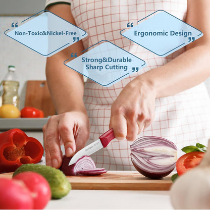 Vegetable and fruit knife set of six,Ultra Sharp Stainless Steel Paring Knife with Ergonomic PP plastic handle, sharp, super sharp kitchen knife set.