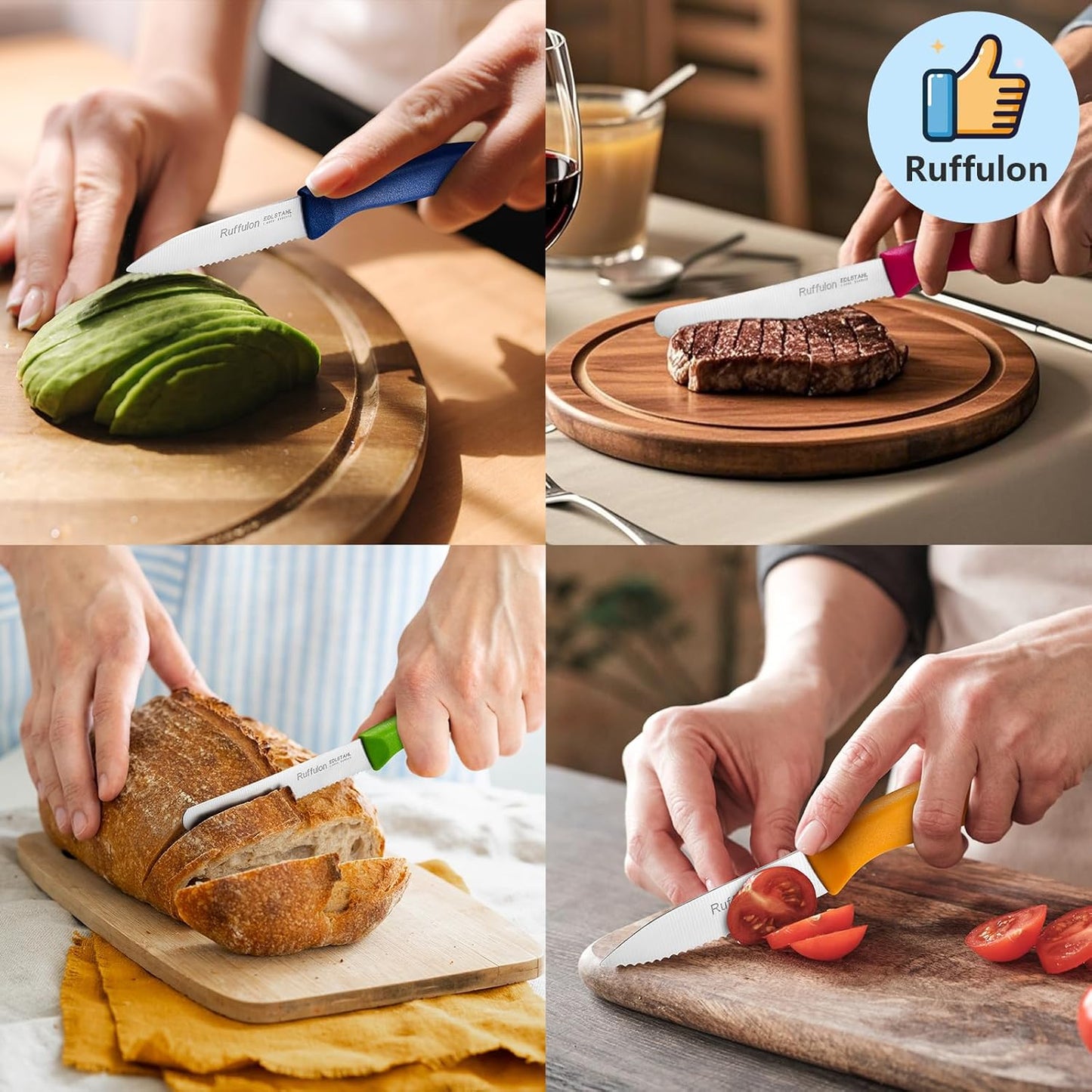 Vegetable and fruit knife set of six,Ultra Sharp Stainless Steel Paring Knife with Ergonomic PP plastic handle, sharp, super sharp kitchen knife set.