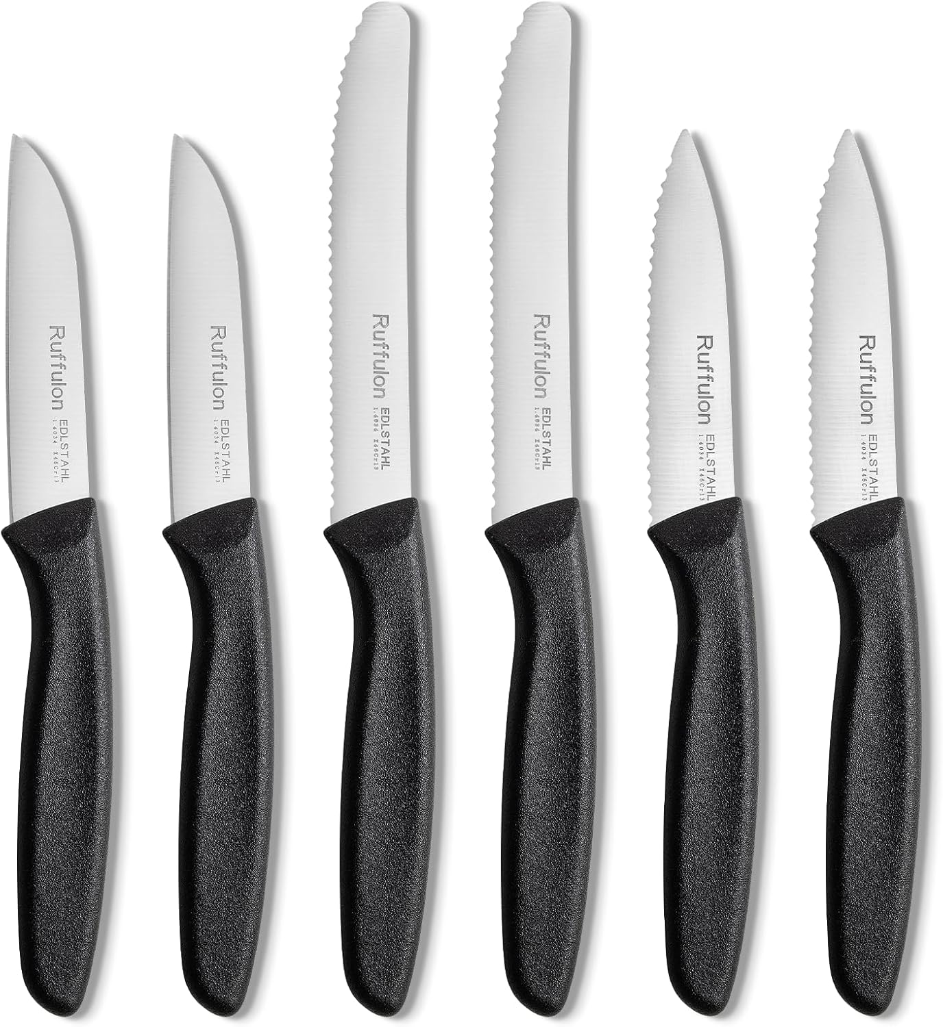 Vegetable and fruit knife set of six,Ultra Sharp Stainless Steel Paring Knife with Ergonomic PP plastic handle, sharp, super sharp kitchen knife set.