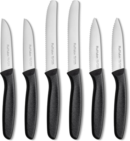 Vegetable and fruit knife set of six,Ultra Sharp Stainless Steel Paring Knife with Ergonomic PP plastic handle, sharp, super sharp kitchen knife set.
