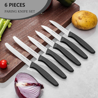 Vegetable and fruit knife set of six,Ultra Sharp Stainless Steel Paring Knife with Ergonomic PP plastic handle, sharp, super sharp kitchen knife set.
