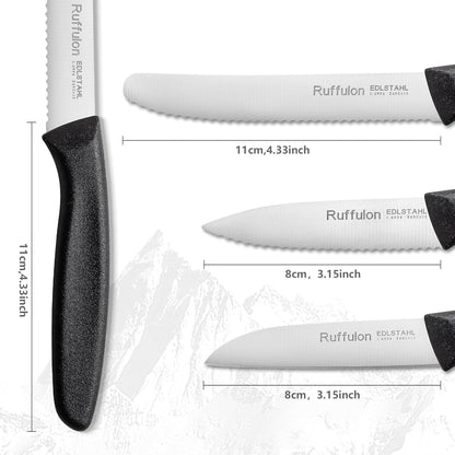 Vegetable and fruit knife set of six,Ultra Sharp Stainless Steel Paring Knife with Ergonomic PP plastic handle, sharp, super sharp kitchen knife set.