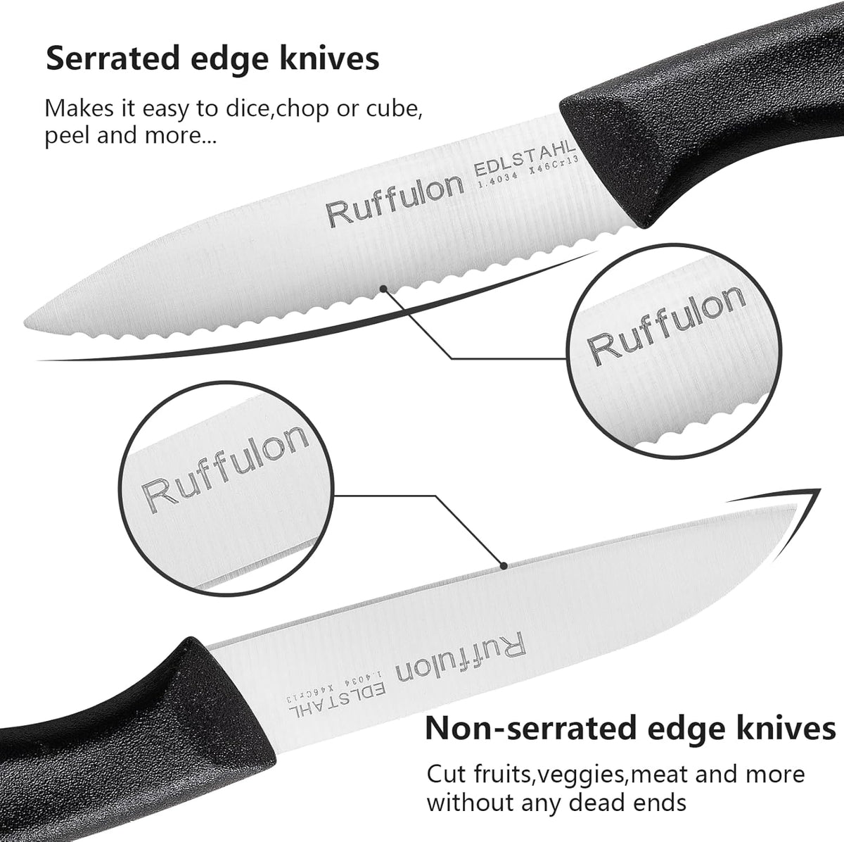 Vegetable and fruit knife set of six,Ultra Sharp Stainless Steel Paring Knife with Ergonomic PP plastic handle, sharp, super sharp kitchen knife set.
