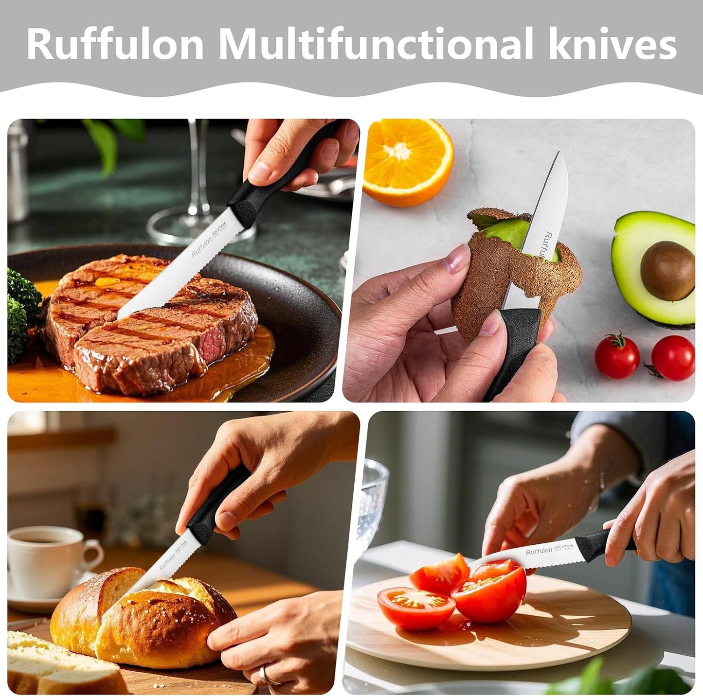 Vegetable and fruit knife set of six,Ultra Sharp Stainless Steel Paring Knife with Ergonomic PP plastic handle, sharp, super sharp kitchen knife set.
