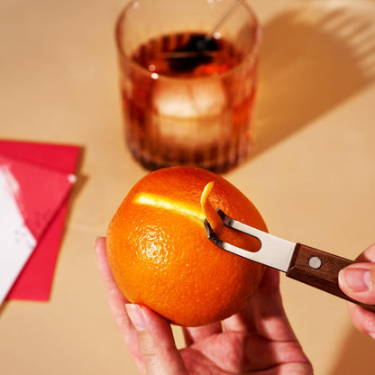 Channel Knife, Citrus Zester and Orange Peeler Tool, Walnut Wood and Stainless Steel Bar Tool for Cocktail Garnishes, Perfect for Home Bars, Craft Cocktails and Bartender Gifts, Set of 1