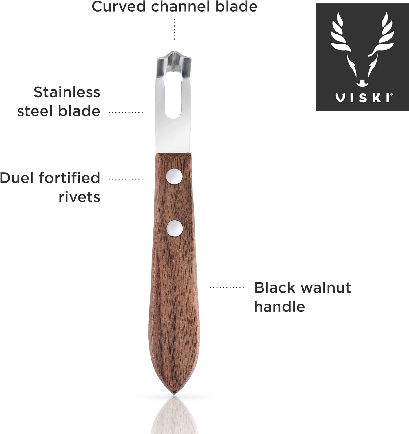 Channel Knife, Citrus Zester and Orange Peeler Tool, Walnut Wood and Stainless Steel Bar Tool for Cocktail Garnishes, Perfect for Home Bars, Craft Cocktails and Bartender Gifts, Set of 1
