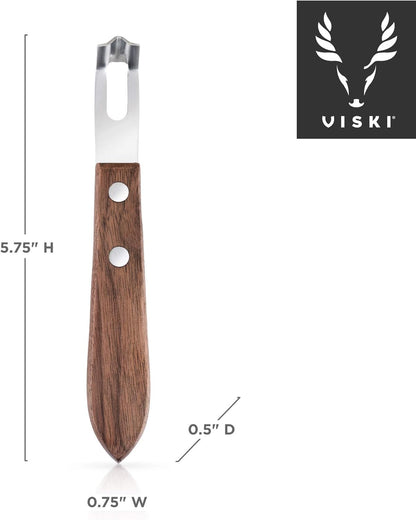 Channel Knife, Citrus Zester and Orange Peeler Tool, Walnut Wood and Stainless Steel Bar Tool for Cocktail Garnishes, Perfect for Home Bars, Craft Cocktails and Bartender Gifts, Set of 1