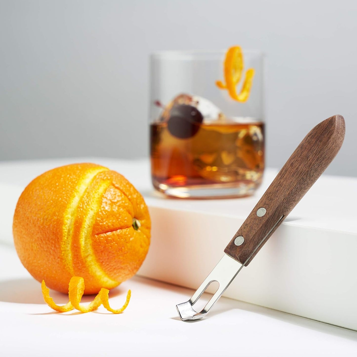 Channel Knife, Citrus Zester and Orange Peeler Tool, Walnut Wood and Stainless Steel Bar Tool for Cocktail Garnishes, Perfect for Home Bars, Craft Cocktails and Bartender Gifts, Set of 1