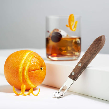 Channel Knife, Citrus Zester and Orange Peeler Tool, Walnut Wood and Stainless Steel Bar Tool for Cocktail Garnishes, Perfect for Home Bars, Craft Cocktails and Bartender Gifts, Set of 1