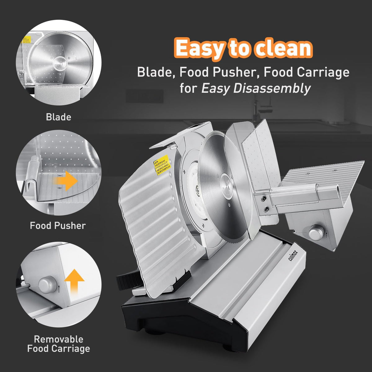 Meat Slicer, Electric Deli Meat Slicer with 2 Removable 8.7''Stainless Steel Blades,Removable Food Carriage,1-20mm Adjustable Thickness Food Slicer for Home,Easy for Cut Meat,Cheese,Bread