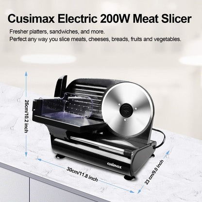 Meat Slicer, Electric Deli Meat Slicer with 2 Removable 8.7''Stainless Steel Blades,Removable Food Carriage,1-20mm Adjustable Thickness Food Slicer for Home,Easy for Cut Meat,Cheese,Bread
