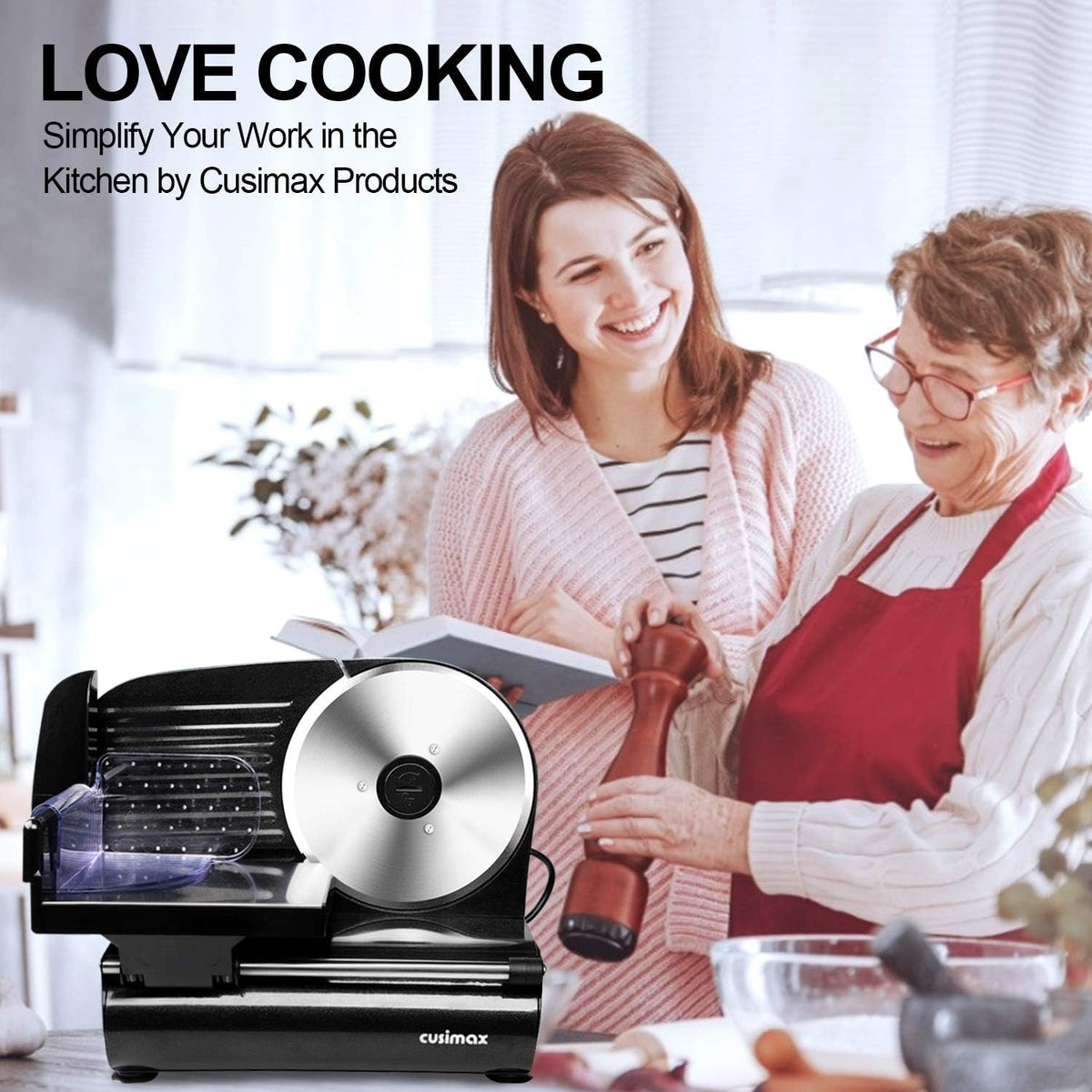 Meat Slicer, Electric Deli Meat Slicer with 2 Removable 8.7''Stainless Steel Blades,Removable Food Carriage,1-20mm Adjustable Thickness Food Slicer for Home,Easy for Cut Meat,Cheese,Bread