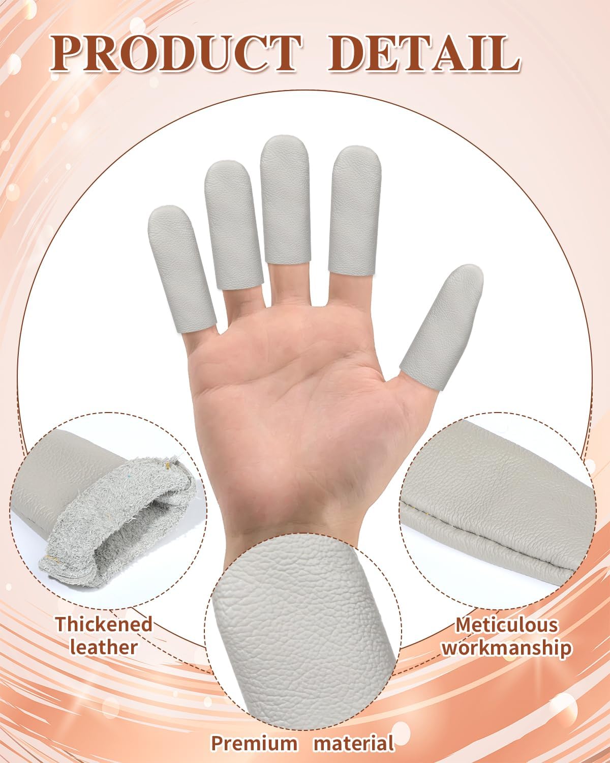 5 Pairs Leather Finger Cots, Needle Felting Finger Protectors for Sewing, Thumb Protection Sleeve, Thumb Thimble Guards Tools for Knitting Embroidery Needlework, Random
